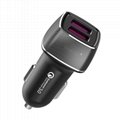 48W USB C Car Charger PD QC 3.0 ABS Material Body with Carbon Fiber Processing