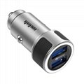 QC 3.0 USB Type C PD Car Charger with Zinc Alloy Housing & PU Leather Ornament 2