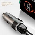 QC 3.0 USB Type C PD Car Charger with Zinc Alloy Housing & PU Leather Ornament