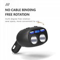3.1A Dual USB Car Charger LED Voltage Display with Cigarett Socket&On-off Switch 3