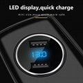 QC 3.0 Dual USB Car Charger LED Voltage Display Car Charger with Zinc Alloy Body
