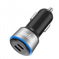 PD 40W Dual Type C Fast Car Charger Mobile Phone Charger with two USB-C ports