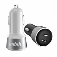 PD 40W Dual Type C Fast Car Charger Mobile Phone Charger with two USB-C ports