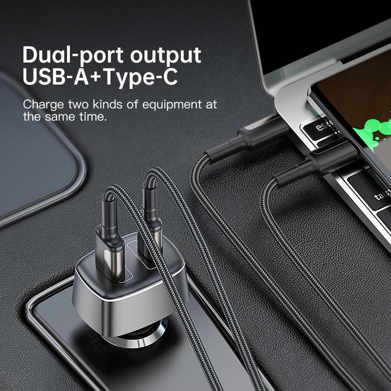 83W High Power Dual USB Type C Car Charger for Laptop Mobile Phone Charging 5