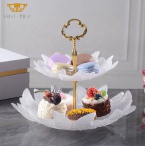 2022 New Style Butterfly Crystal Double-deck Dessert Cake Candy Display Rack Par 3