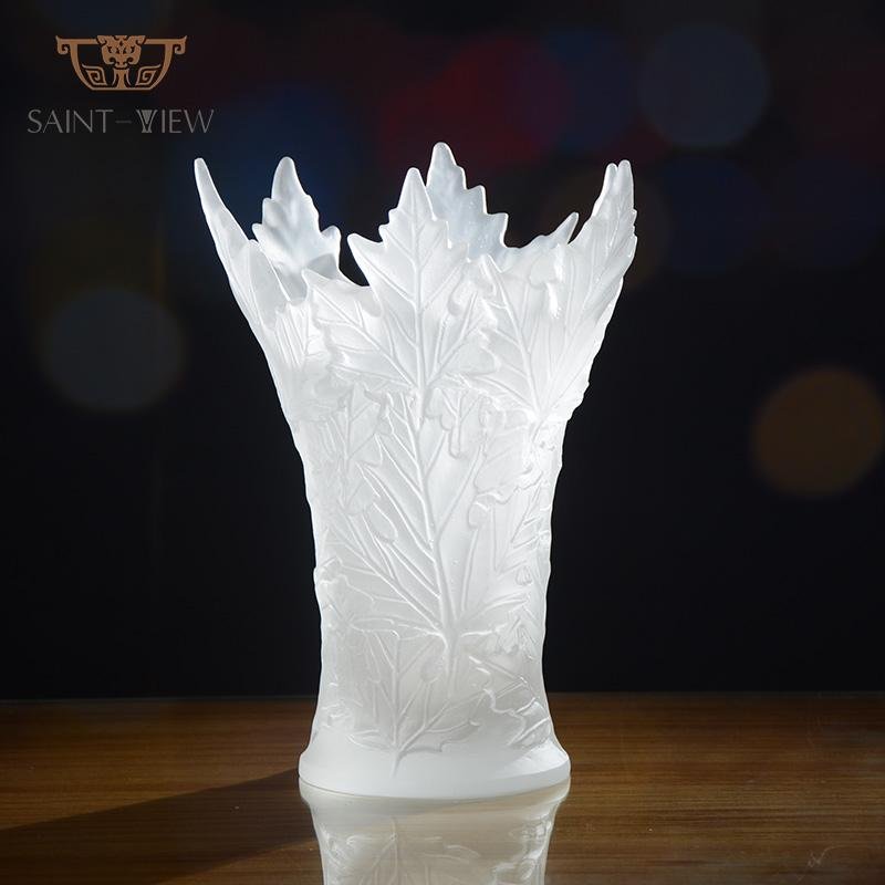 Luxury Crystal Large Ornament Modern Maple Leaf Clear Case Decor 3