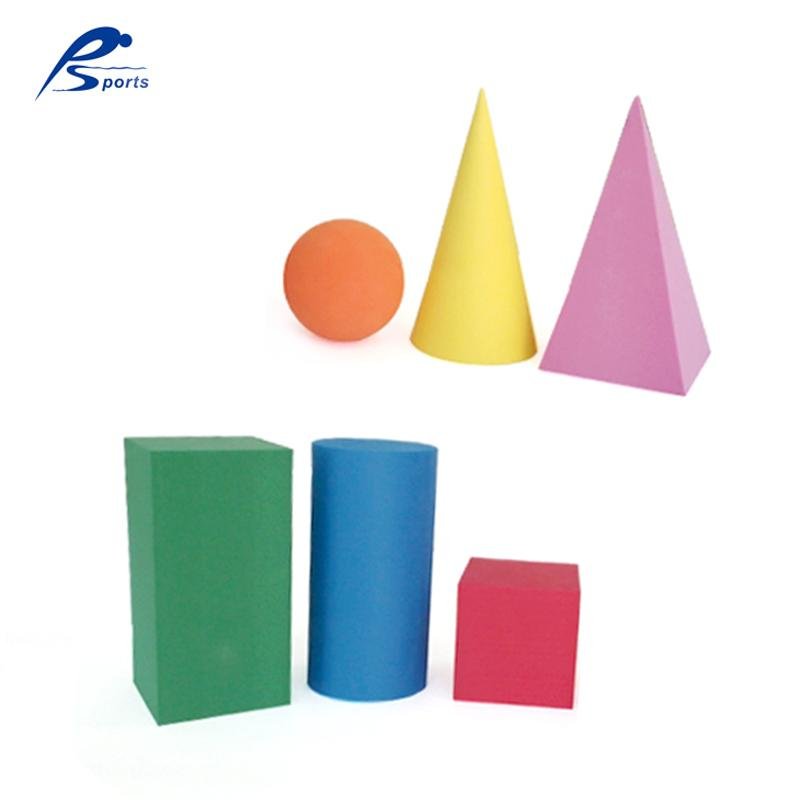 7 cm Dia EVA Kids foam solids 3D GEO building blocks 6pcs 6 shapes 6 colors 3