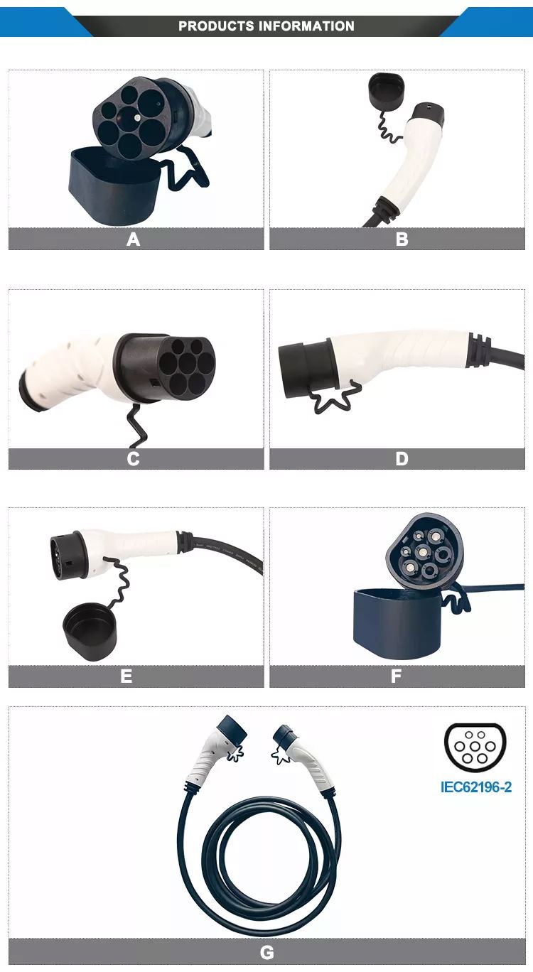 Strength factory IEC 62196 32A three-phase AC ev charging cable type 2 to type2 5