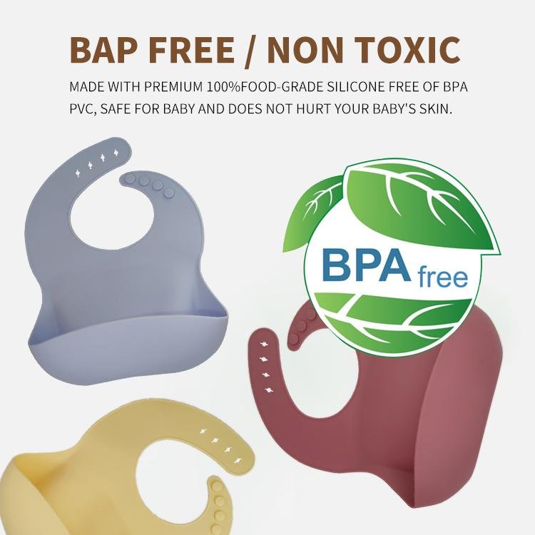 Eco-friendly custom bpa free easy clean waterproof silicone pacifier baby bibs  3