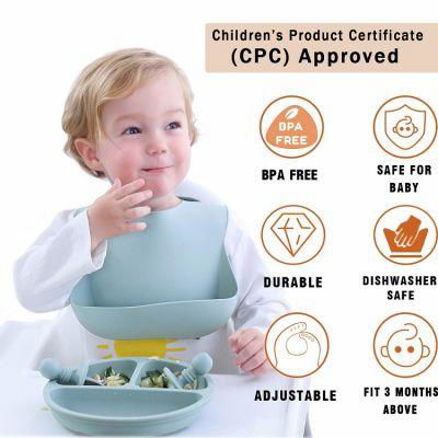 Eco Friendly Bpa Free Silicone Food Feeding Kids Waterproof Silicone Baby Bib