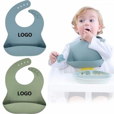 Eco Friendly Bpa Free Silicone Food Feeding Kids Waterproof Silicone Baby Bib 2