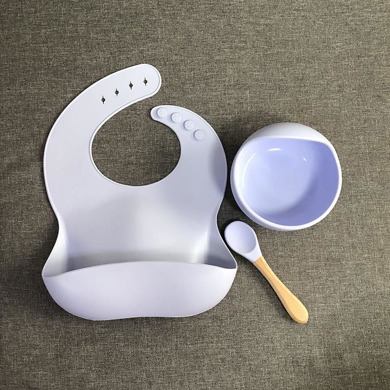 Silicone Bib Spoon Bowl Baby Bib Set Silicone Baby Bib 3