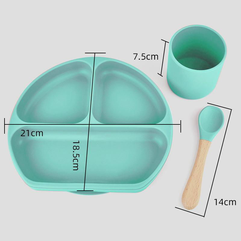  New Silicone Baby Dinner Suction Plate Set  2