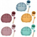  New Silicone Baby Dinner Suction Plate Set  5