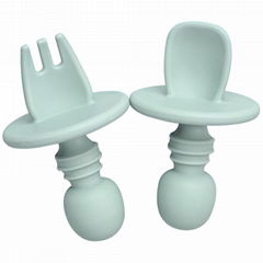 Baby Feed Utensils Silicone Baby Spoon And Fork Set