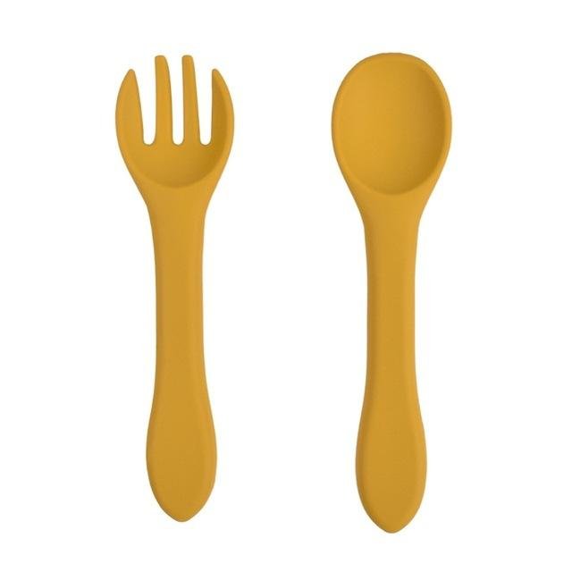 Baby Silicone Spoon And Fork Set Soft Silicone Head 2