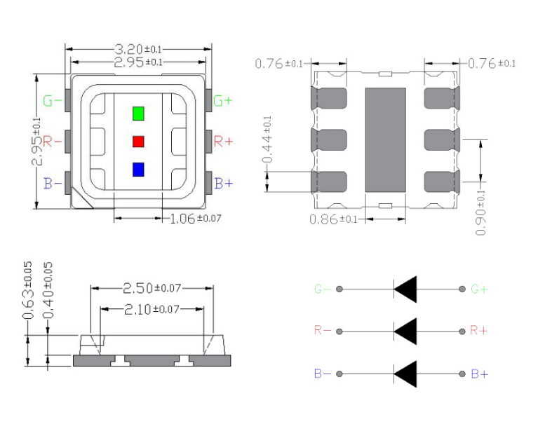 3030RGB全彩LED贴片灯珠 功率1.5W 洗墙灯投光灯3030RGB LED光源 2