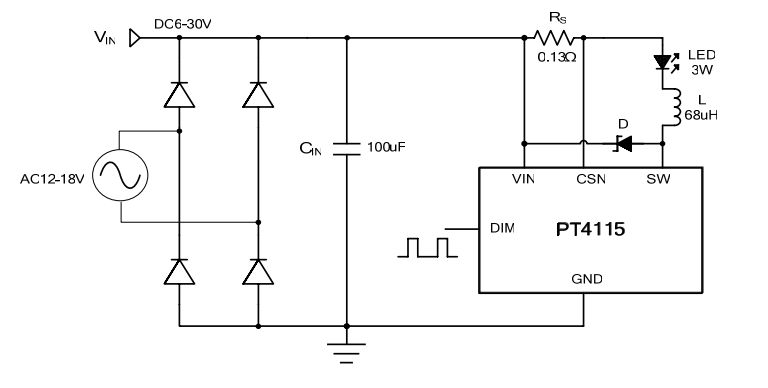 PT4115 降压恒流 30V 1.2A 2