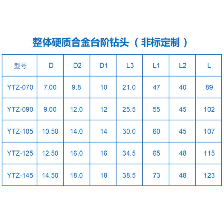 整体硬质合金台阶钻头平底多阶梯左钻非标定制 3