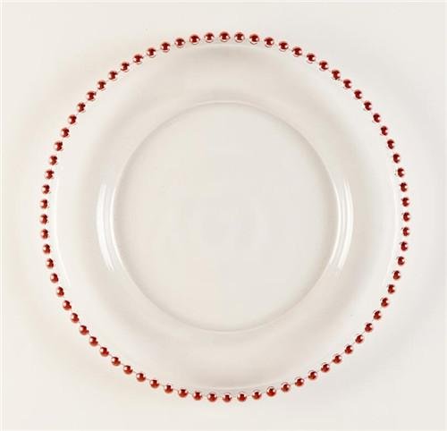 Factory Wholesale Beaded Glass Charger Plate With Gold Rimmed For Wedding 2