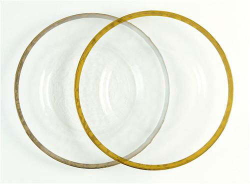 Gold Rimmed Glass Charger Plate For Wedding Table Decoration