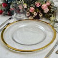 Gold Rimmed Glass Charger Plate For Wedding Table Decoration