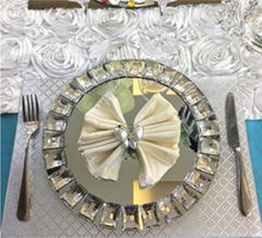 New Design Beautiful Diamond Mirror Charger Plates for Wedding Suppliers