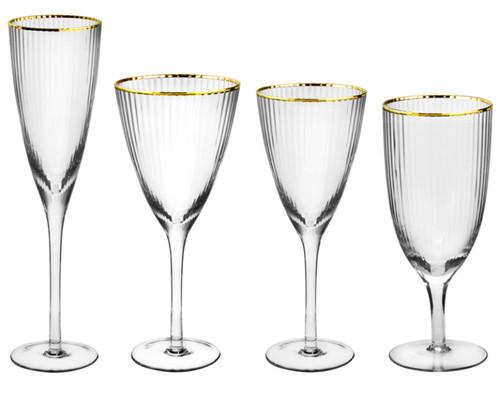 Wedding Vintage Gold Rimmed Crystal Champagne Wine And Water Glass Wholesale 2