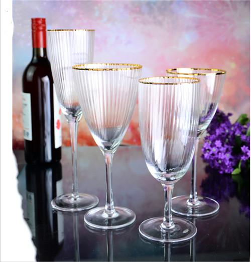 Wedding Vintage Gold Rimmed Crystal Champagne Wine And Water Glass Wholesale 3