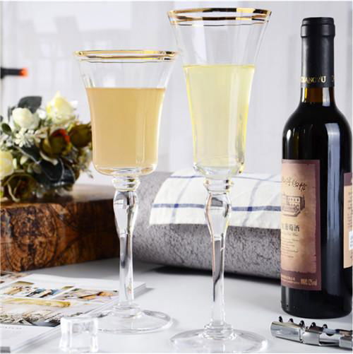 Wedding Vintage Gold Rimmed Crystal Stemware Wine Glassware Set Wholesale 2