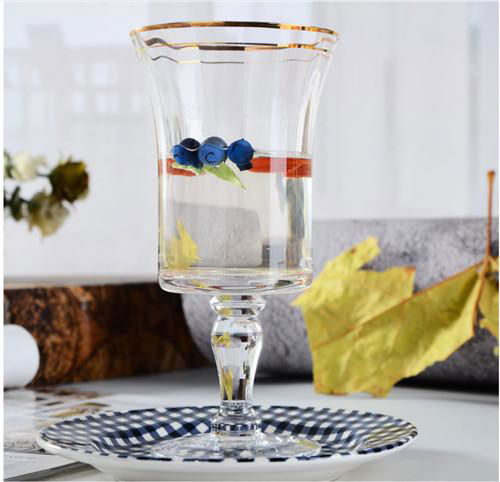 Wedding Vintage Gold Rimmed Crystal Stemware Wine Glassware Set Wholesale 3