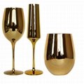 Luxury Gold Electroplated Champagne Wine And Water Glass Set For Wedding 