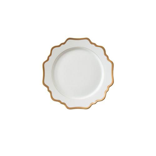 White Ceramic Procelain Charger Dinner Side and Bread Plate Set With Gold Rim 5