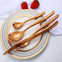 Rose Gold 304 Stainless Steel Cutlery Coffee Spoon Knife And Fork 