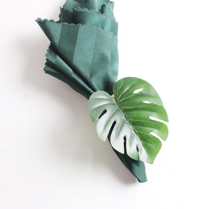 Green Colored Leaf Shaped Napkin Ring For Wedding Decoration K310