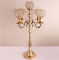 Wedding Candlest Gold Crystal Candle Holder 5 Arms Candelabra Centerpieces