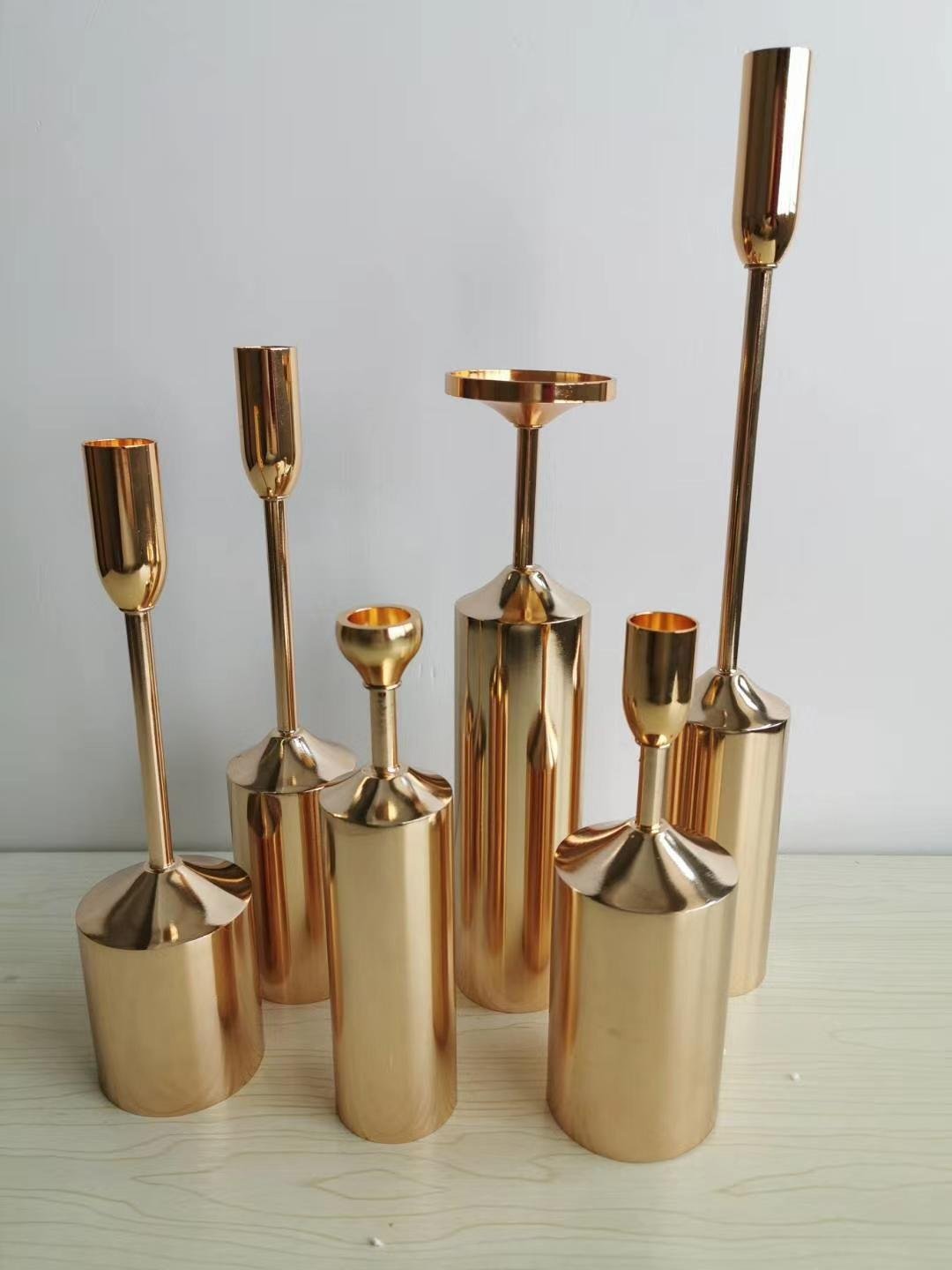 Set of 6 Pieces Gold Metal Single Candle Holder For Wedding Table Decoration 2