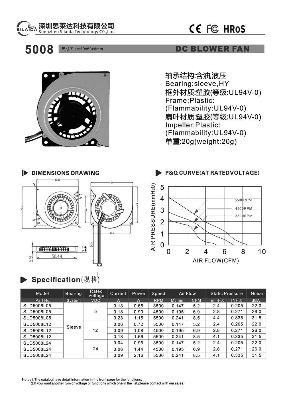 5v 12v 50mm 5008 mini ultrathin Laptop blower cooling fan 2