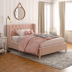 Umikk Modern European Pink Full Size Upholstered Bed for Girls and Boys