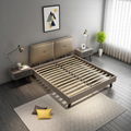 "Upholstered Wood Slat Support Platform Bed Frame with Mattress Foundation " 1