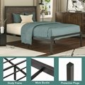 Umikk Upholstered Linen Bed with Tufted Wingback Design and Wooden Leg 5