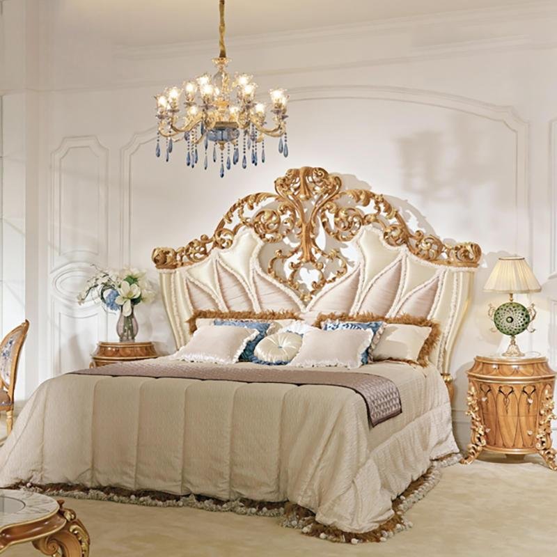 European Design Furniture Microfiber Leather Luxury Bedroom King Size Bed 2