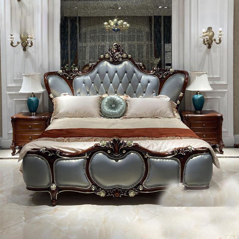 European Design Furniture Microfiber Leather Luxury Bedroom King Size Bed 3