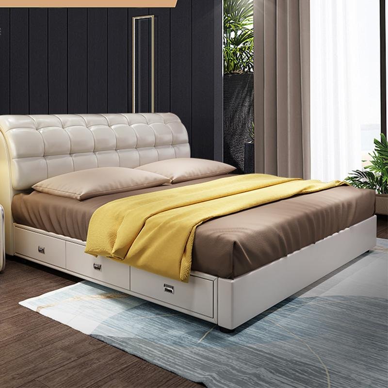 Umikk Nordic Simplicity King Size Bed Leather Wooden Customized Furnitur Bed 5