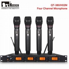 QT-380 Four Channel Adjustable Frequency Wireless Handle Microphone