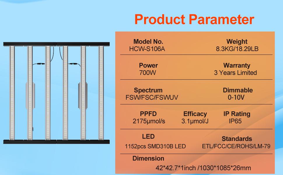 Foldable and Manual Dimming LM301B 700W LED Grow Light Bars For Indoor Farming  3