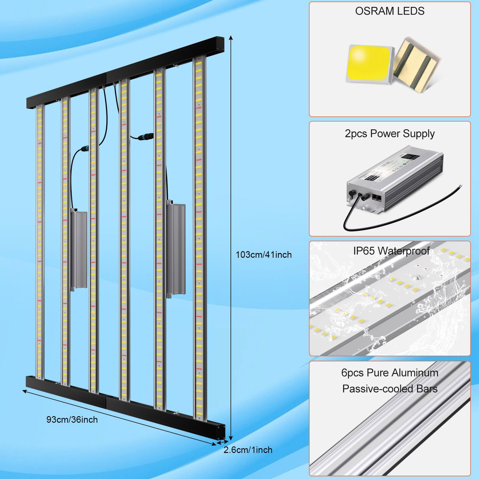 Foldable and Manual Dimming LM301B 700W LED Grow Light Bars For Indoor Farming  5