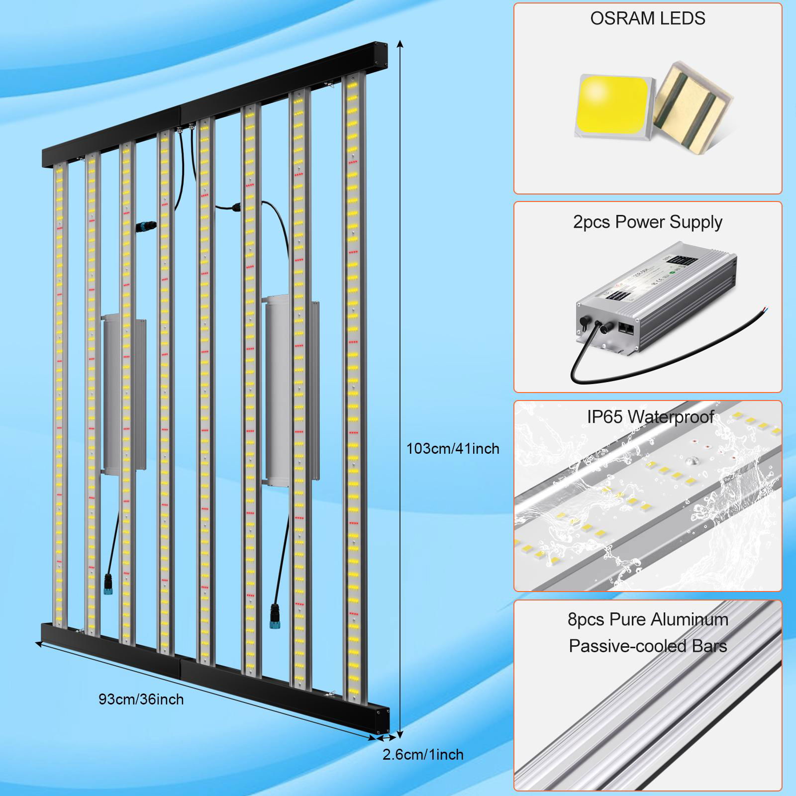 Full Spectrum Intelligent Control 920W / 640W LED Grow Light Bars UV IR   5