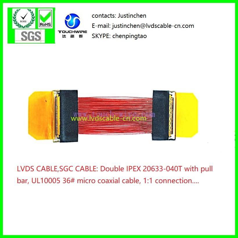 eDP cable, SGC Kable, Double ipex 20473-040T with pull bar