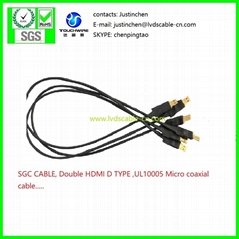 LVDS CABLE ,SGC CABLE,eDP CABLE,  Double Micro HDMI type D, UL1354 40# coaxial 